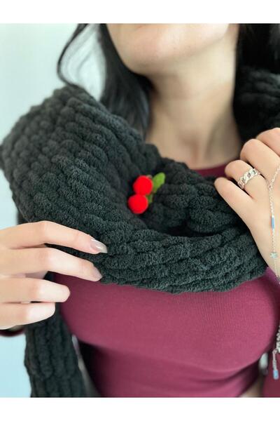 Moda Biçer Warm Soft Scarf with Cherry Plush Plain Scarf
