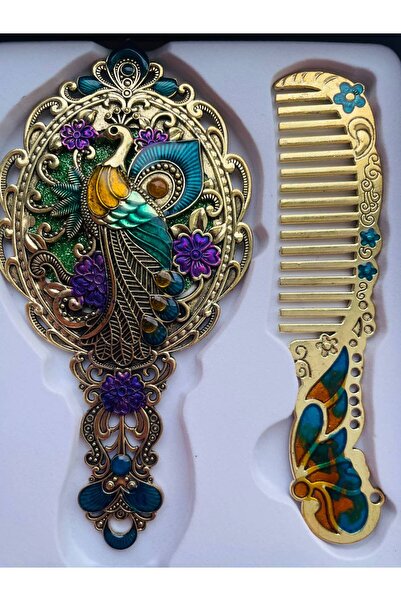 GALATA GIFT Mirror Comb Set, Metal-Boxed-Gift Set, 13cm Mirrored Hair Brush