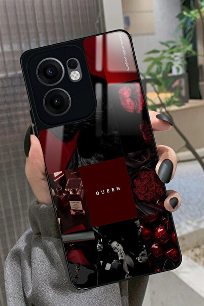 OPPO Reno 13F Uyumlu Bordo Poster Tasarımlı Glossy Premium Kılıf