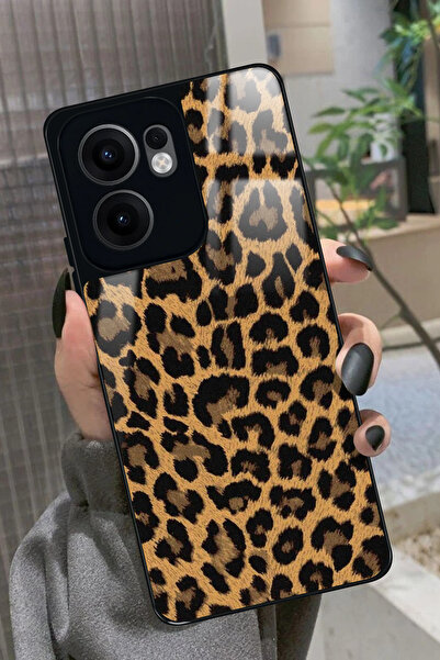OPPO Reno 13F Uyumlu Kahverengi Leopar Tasarımlı Glossy Premium Kılıf