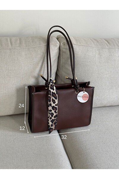 BAGLOVİS Brown Women's Shoulder Bag with Large Volume and Stylish Design En32 Boy24