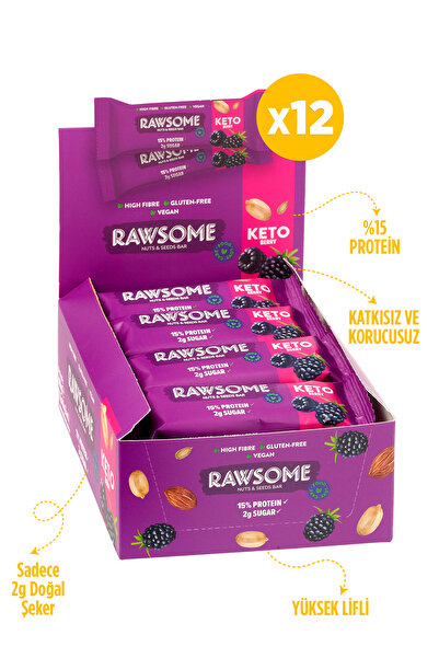 Rawsome Ketojenik Berry protein Bar 12 Adet