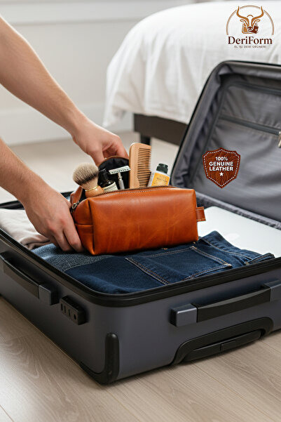 DeriForm Premium Küçük Beden Hakiki Deri Erkek Tıraş Malzemeleri ve Bakım Ürü...