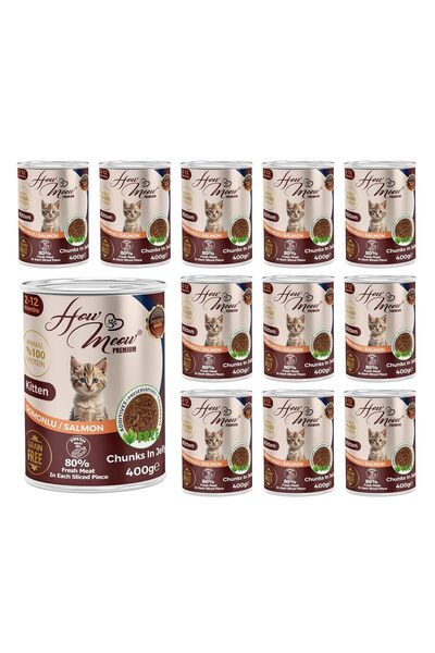 Genel Markalar How Meow Yavru Kedi Somonlu ve Jöleli Konserve Mama 400 Gr x 1...