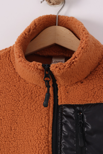 monox Jachetă unisex din pluș Wellsoft pentru copii, cu fermoar și manșete din cauciuc