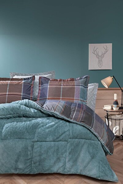 Hype Store Teddy Renkli Klişe Pamuk Uyku Seti, Gri, Çift Kişilik