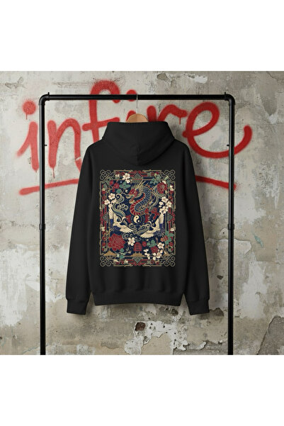 Infire clothing هوديي للجنسين قصة فضفاضة مطبوع عليه نمط عرقي