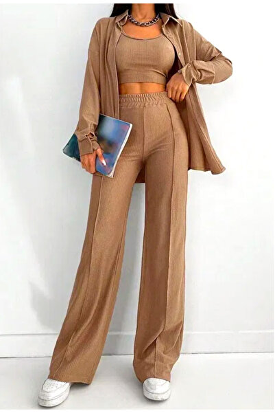 rushana Set de trei piese: cămașă, pantaloni crop și pantaloni.