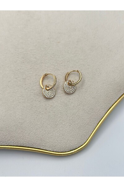 MyladyAccessoriess Dangling Zircon Stone Hoop Detail Earrings (Brass Plated)