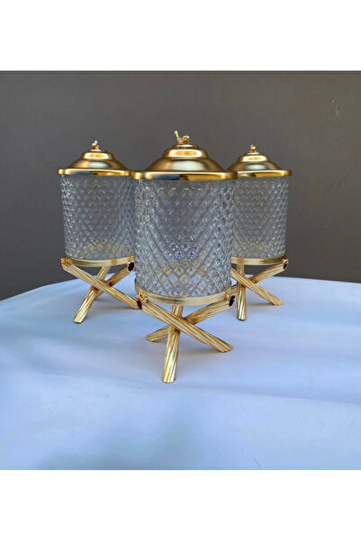 İmren Collection طقم برطمانات ثلاثي مع قواعد