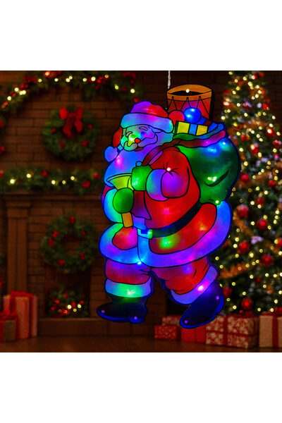 First Choice Decorațiune de Crăciun pentru fereastră 45x23cm, Moș Crăciun cu lumină LED multicoloră,