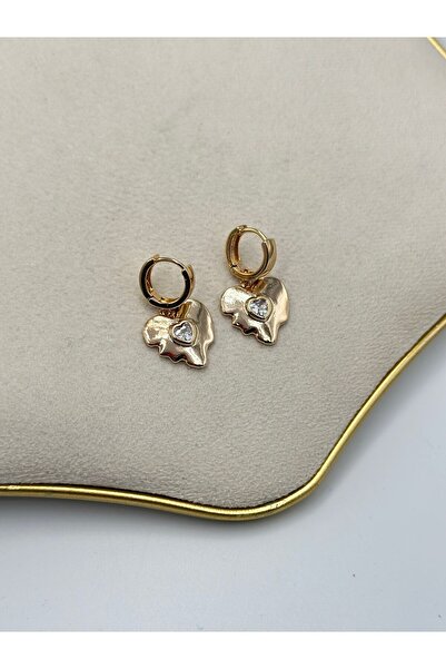 MyladyAccessoriess Single Stone Detail Dangle Heart Earrings (Steel)