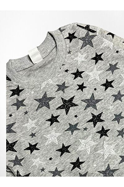 Pajama Shop Boy's Cotton Gray Color Star Pattern Long Sleeve Transitional Pajamas Set