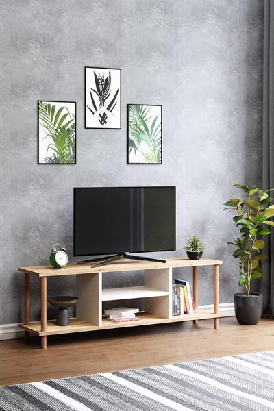 Hype Store interGO-Tv Sehpası Raflı Tv Ünitesi Televizyon Sehpası Ahşap Ayakl...
