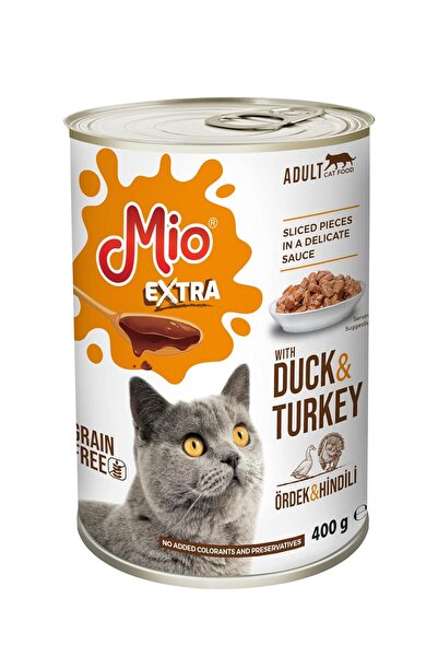 MİO Extra 400 Gr Kedi Yaş Mama, Ördek ve Hindi x 10 adet