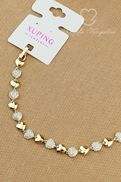 Keyifli Hayaller Xuping Vip Bileklik - Xuping Zirkon Taşlı kalp Model Gold xu...