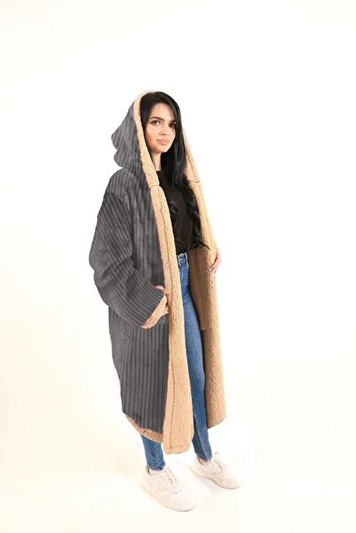 NAJMA Plain long winter fur coat, super soft and warm wool, luxury and elegance