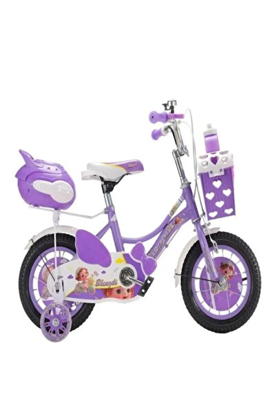 Otto 16-inch children's bicycle for ages, silicone training wheels, toy basket, rack, purple