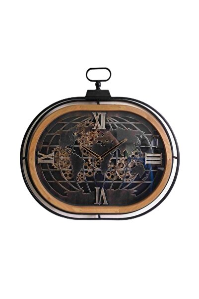 Hype Store CRK-813 Premium Ahşap İthal Dönen Çarklı Roma Rakamlı Elips Duvar ...