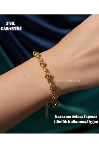 İNN JEWELLERY 316L Steel Bracelet Tarnish-Free Antiallergic with Chain Figure...