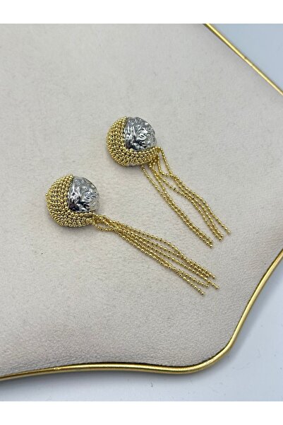 MyladyAccessoriess Tattoo Plate Detail Dangle Double Color Earrings