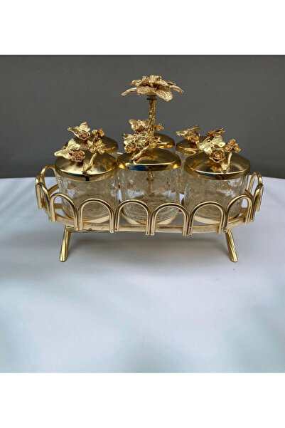 İmren Collection طقم توابل زجاجي ذهبي اللون مكون من 6 قطع بحجم متوسط من ماركة بالماي