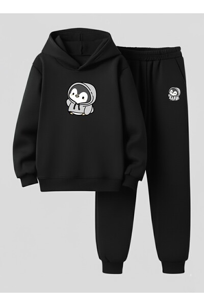 LORVEX Children's Hooded Set Cute Penguin Ba Printed Yarn Char Fleece-Lined E...