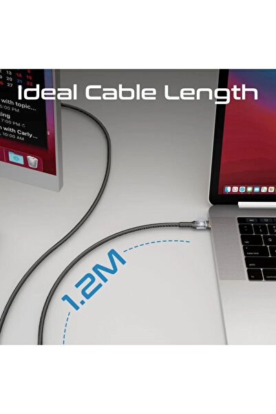 Promate High Tensile Transparent 100W Power Delivery USB-C Cable with LED Light 120 c.m