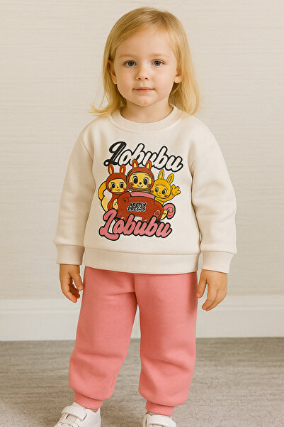 SANTRALBEBE Girl's Labubu Printed Fleece-Lined Set
