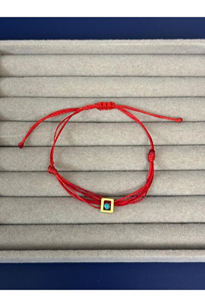 Idarosa Concept Bohem, Pirinç Üzeri Altın Kaplama Mat Kare Detaylı Mavi Boncu...