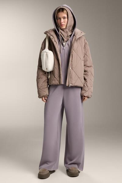 Oysho Straight-leg rib trousers with brushed modal