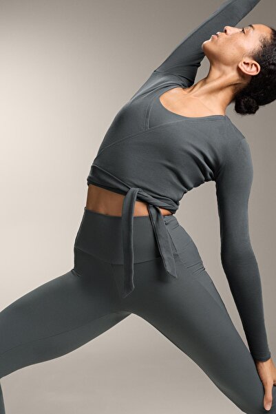 Oysho Rib cotton blend wrap top