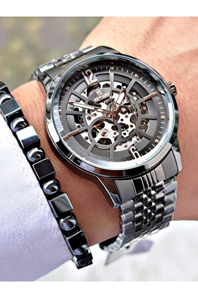 Reward Füme Renk Çelik Kordon Otomatik Business Erkek Kol Saati + BİLEKLİK HE...