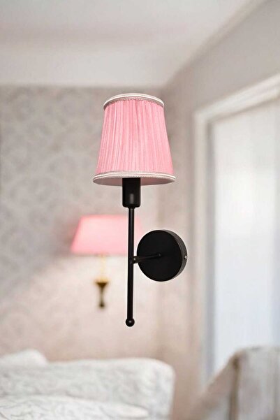 BSA LIGHTING POLEN TEKLİ SİYAH BOYALI ÇOCUK ODASI APLİK (YELPAZE PEMBE KONİK ...