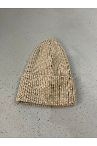 ZERAMİNE Men's - Women's Knitwear Beanie | Thick Winter Ribbed Beanie | Beige