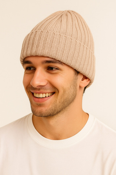 ZERAMİNE Men's - Women's Knitwear Beanie |   Thick Winter Ribbed Beanie |   Purda Pink