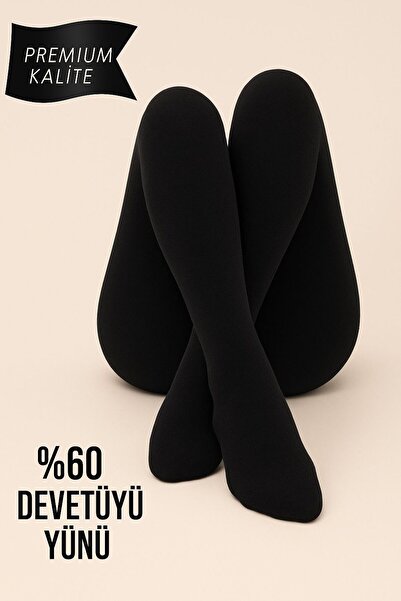 DÜVEN Дамски черни термо чорапогащи с подплата от флийс - термо чорапогащи