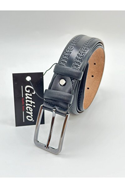 Gutiero Мъжки 100% естествена кожа черен класически колан