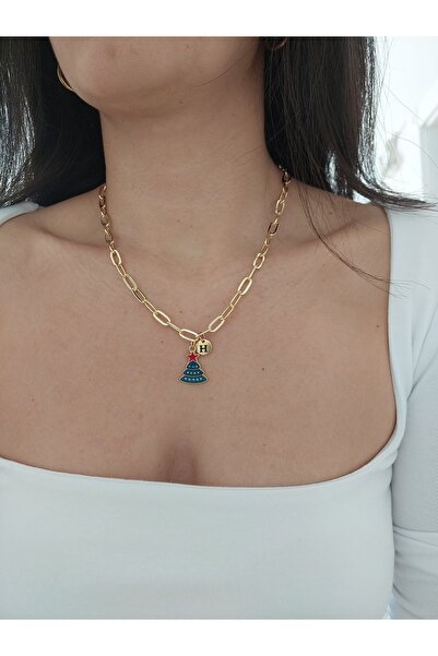 Histakı Women's Letter Necklace Christmas Themed Gold Necklace (All Letters A...