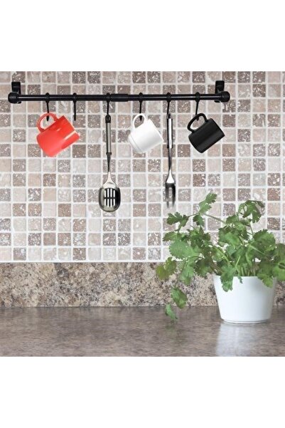Skygo BUFFER® Duvara Monte Edilen 6 Kancalı Dekor Kaşıklık ve Kupa Askısı