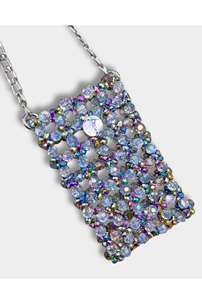 Las Perlas Kristal Boncuk Tasarım Telefonluk Çapraz Askılı Cüzdan Kartlık Telefon Çantası Telefonluk