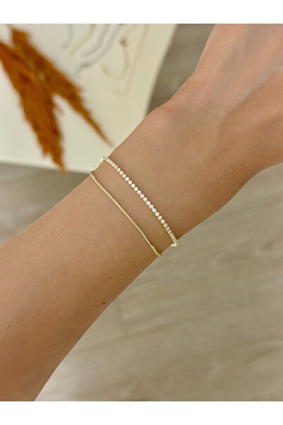 YOUES JEWELRY ÇELİK MİNİMAL SU YOLU GOLD KADIN BİLEKLİK