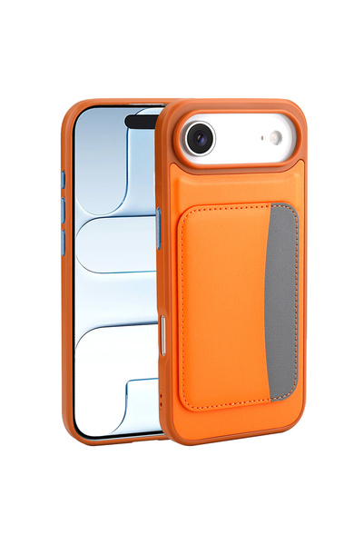 System Com iPhone 17 Air Case with Card Holder Zore X-Kart Silicone Cover - Brown