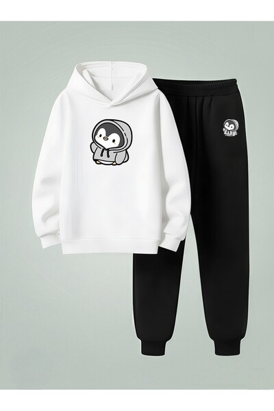 LORVEX Children's Hooded Set Cute Penguin Ba Printed Yarn Char Fleece-Lined E...