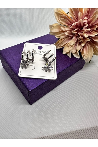 XUPING JEWELRY أقراط فضية اللون من الفولاذ المقاوم للصدأ ذات مظهر كيكيرداك