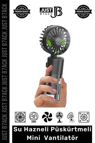 Fantazer #MiniVantilatör 3 Kademe 1200 mAh Şarjlı Taşınabilir Su Hazneli Püsk...