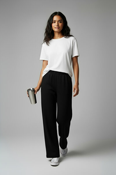 LYVEAN Üç İplik Şardonlu Oversize Boru Paça Penye Pantolon