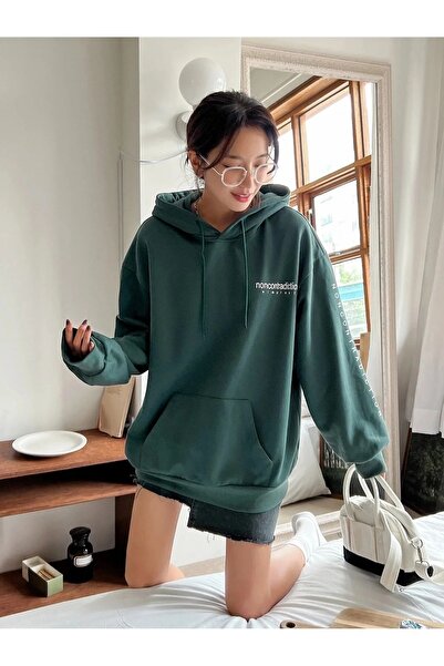 LUSHN 'size b' Noncontradiction Printed Hooded Sweatshirt
