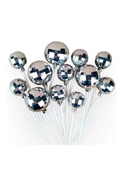 Adana Pasta Malzemeleri Ert-Top-106 Silver Stick Cake Top Decoration Balls 12...