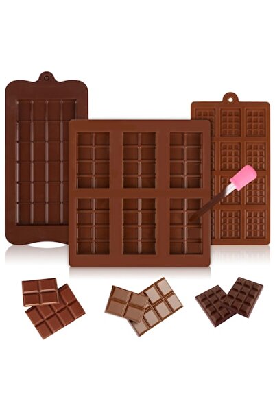 Hemoton 3-Piece Chocolate Silicone Mold Set with Pipette, Reusable, Easy-Clean, -40°C to +230°C, Brown